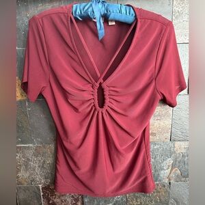 Willow & Root - Sheer Red Top - Short Sleeve - Medium